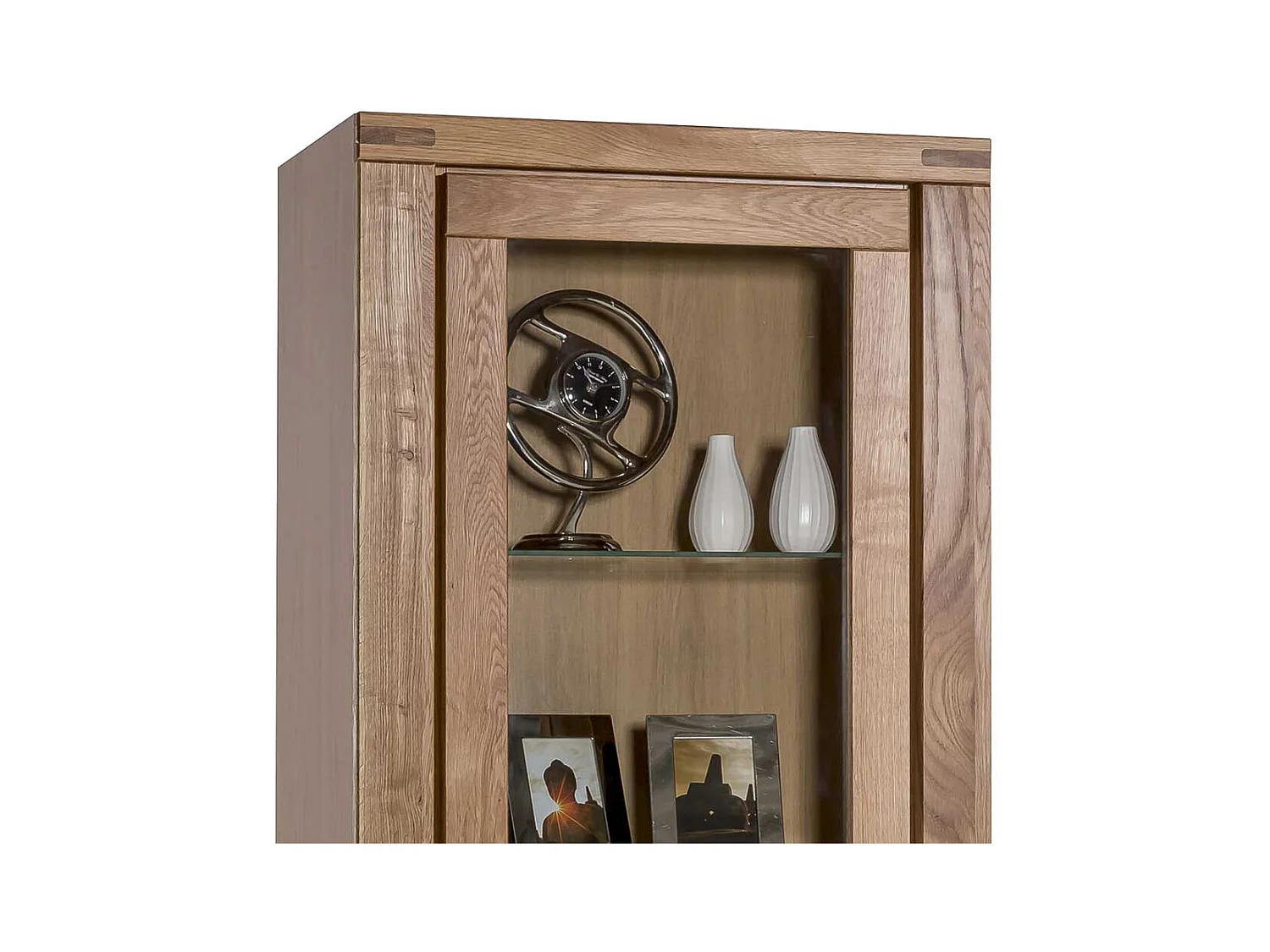 Vitrine aus Wildeiche teilmassiv 200 cm hoch