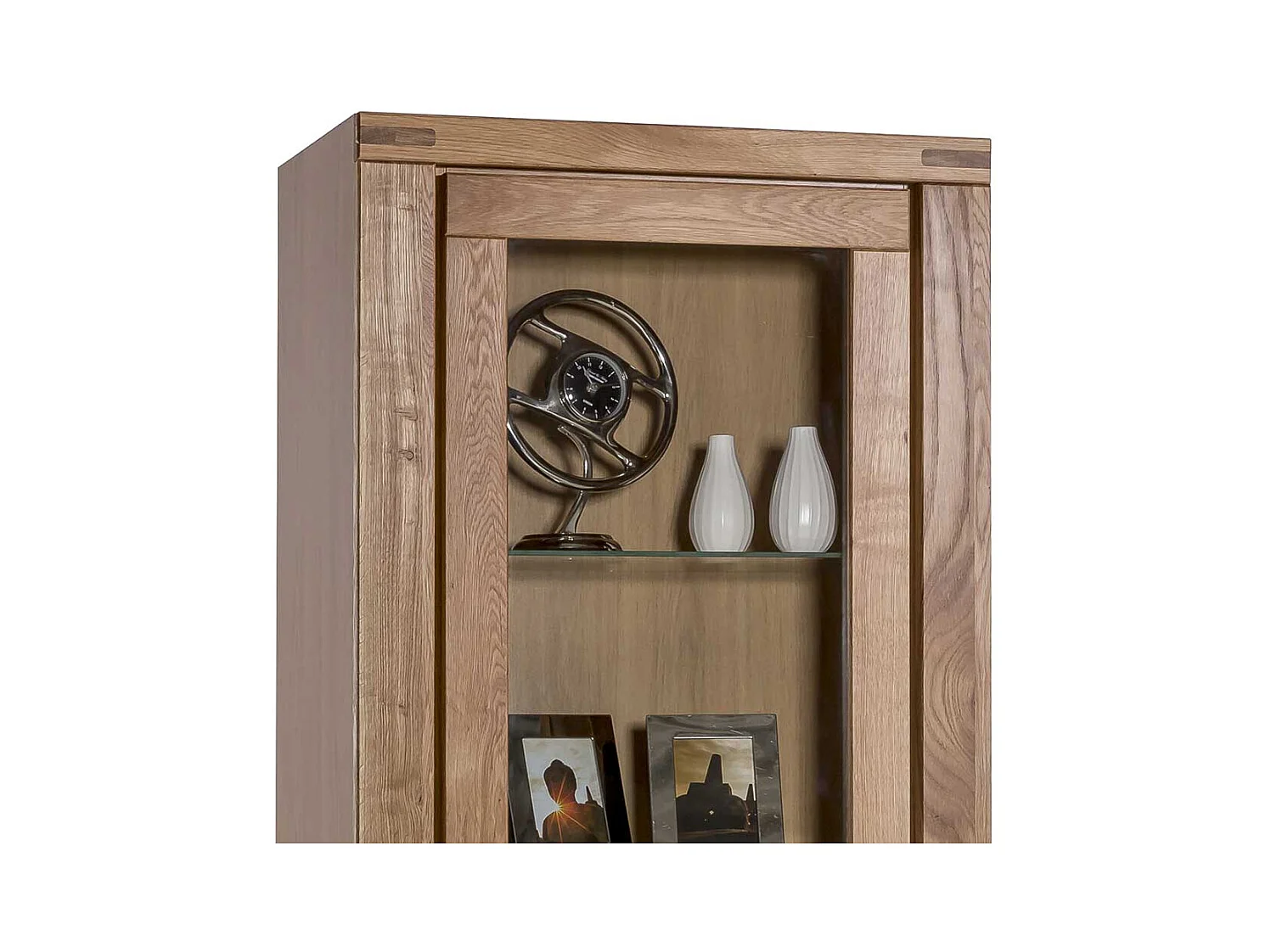 Vitrine aus Wildeiche teilmassiv 200 cm hoch