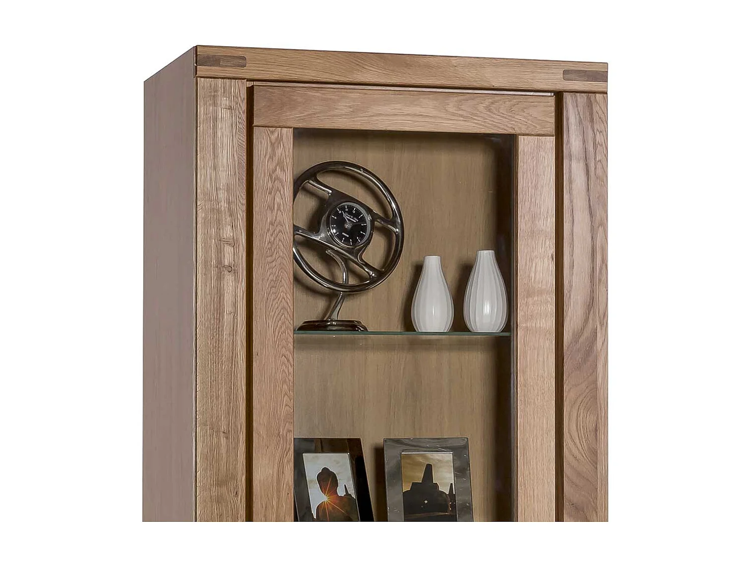 Vitrine aus Wildeiche teilmassiv 200 cm hoch