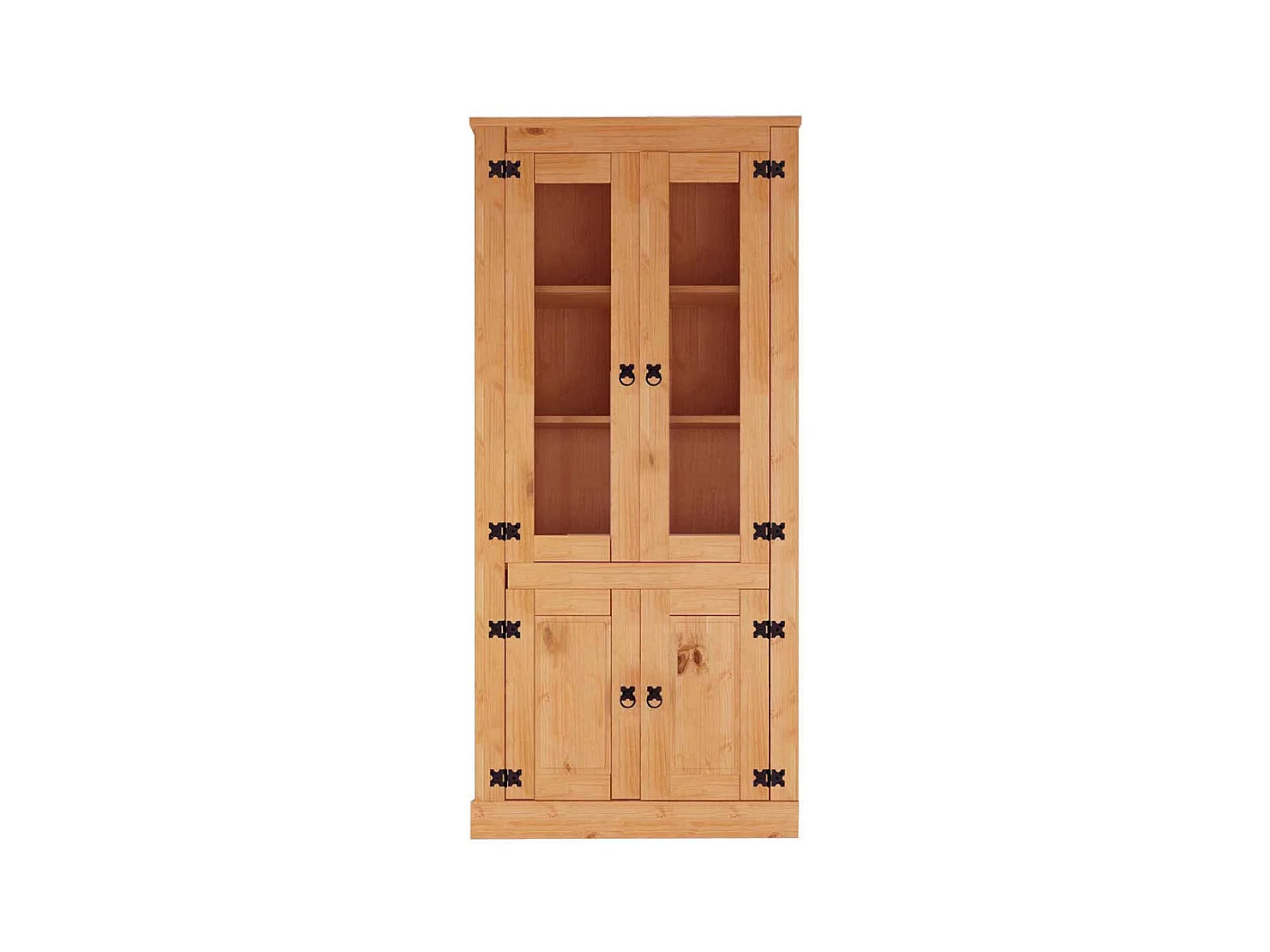 Landhaus Esszimmer Vitrine aus Kiefer Bianco Massivholz geölt 4 türig