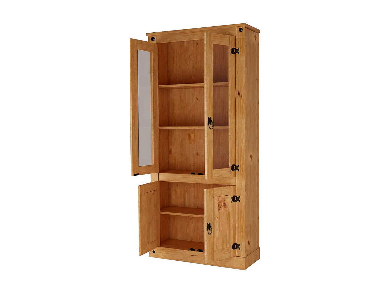 Landhaus Esszimmer Vitrine aus Kiefer Bianco Massivholz geölt 4 türig