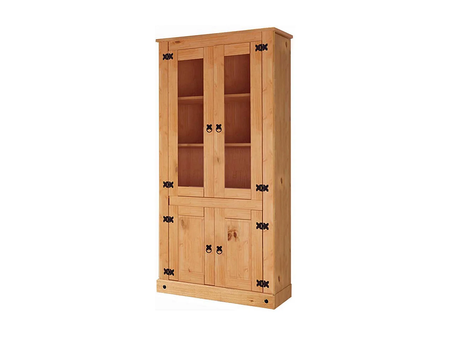 Landhaus Esszimmer Vitrine aus Kiefer Bianco Massivholz geölt 4 türig