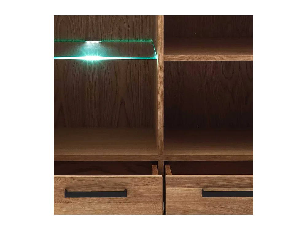 Vitrinenschrank Wohnzimmervitrine mit Glastür und zwei Schubladen