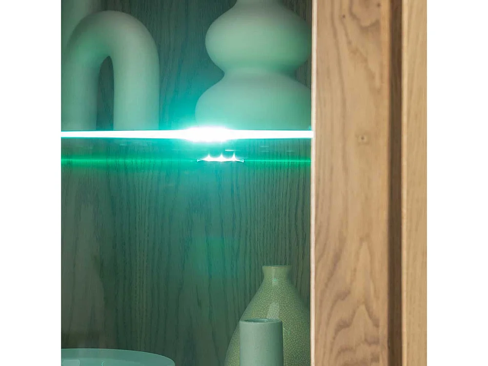 Vitrinenschrank Wohnzimmervitrine mit Glastür und zwei Schubladen