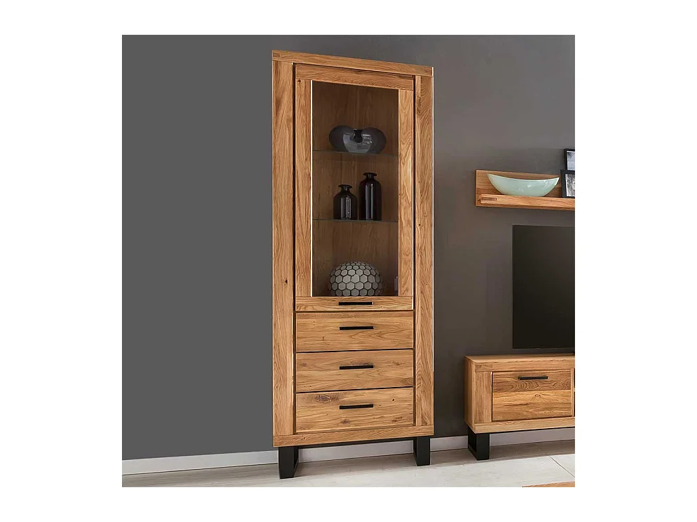 Vitrine aus Wildeiche teilmassiv 200 cm hoch