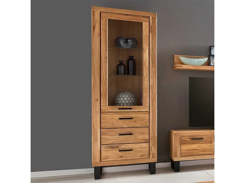 Vitrine aus Wildeiche teilmassiv 200 cm hoch
