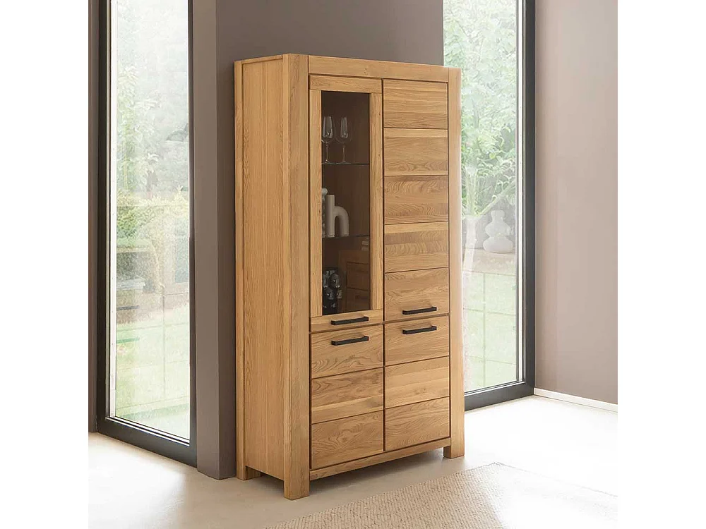 Wohnzimmer Vitrinenschrank Vitrine mit Glastür in Wildeichefarben