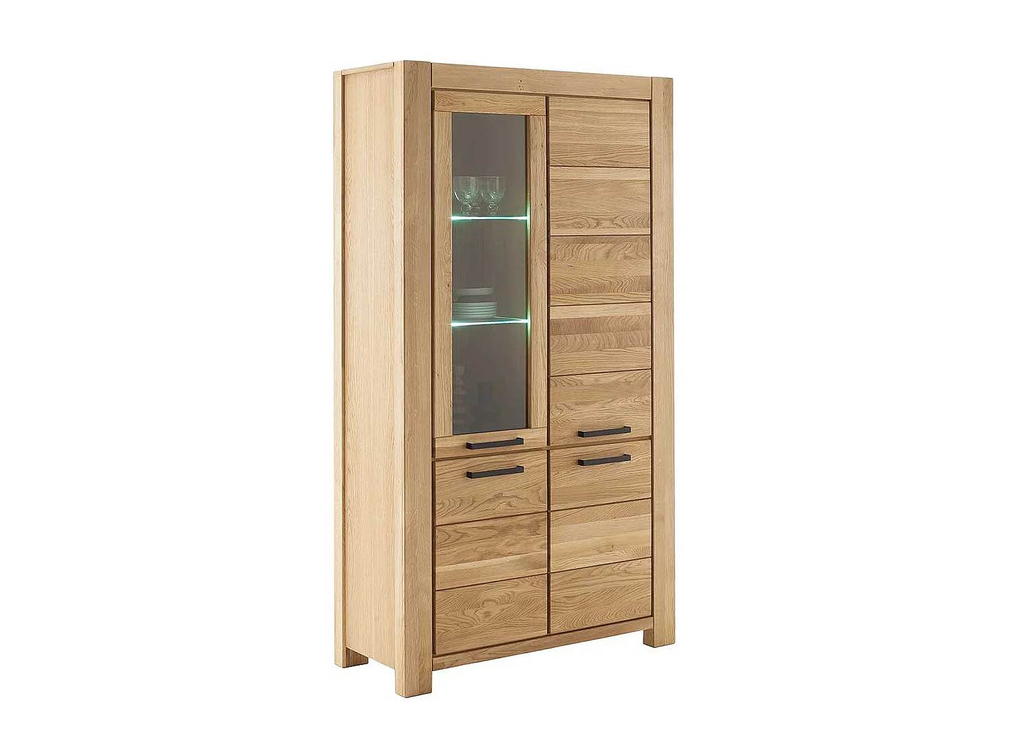 Wohnzimmer Vitrinenschrank Vitrine mit Glastür in Wildeichefarben