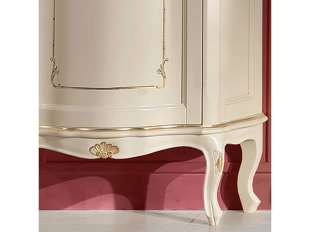 Barock Vitrine in Weiß und Goldfarben 80 cm breit