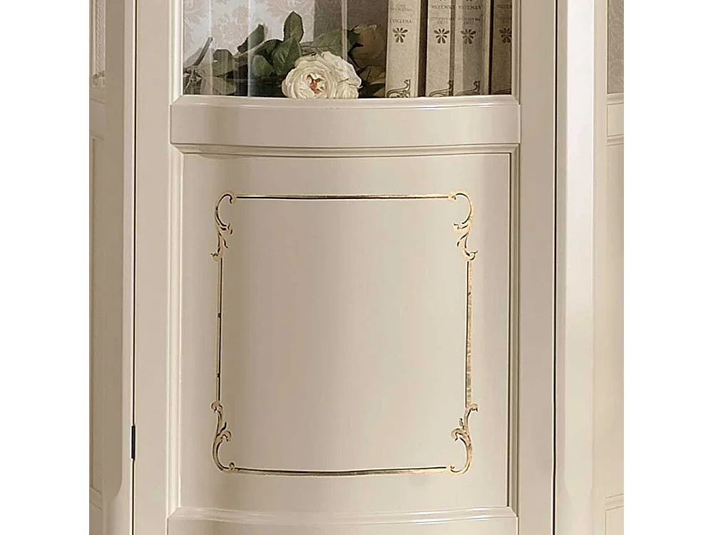 Barock Vitrine in Weiß und Goldfarben 80 cm breit