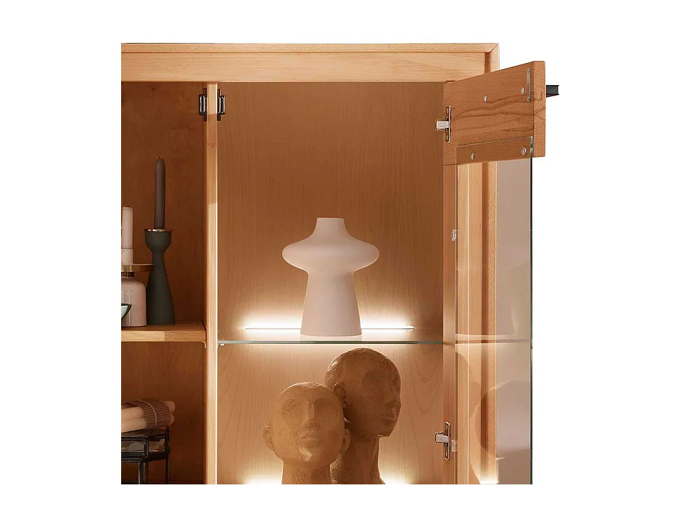 Wohnzimmer Vitrinenschrank massiv aus Kernbuche 135 cm hoch