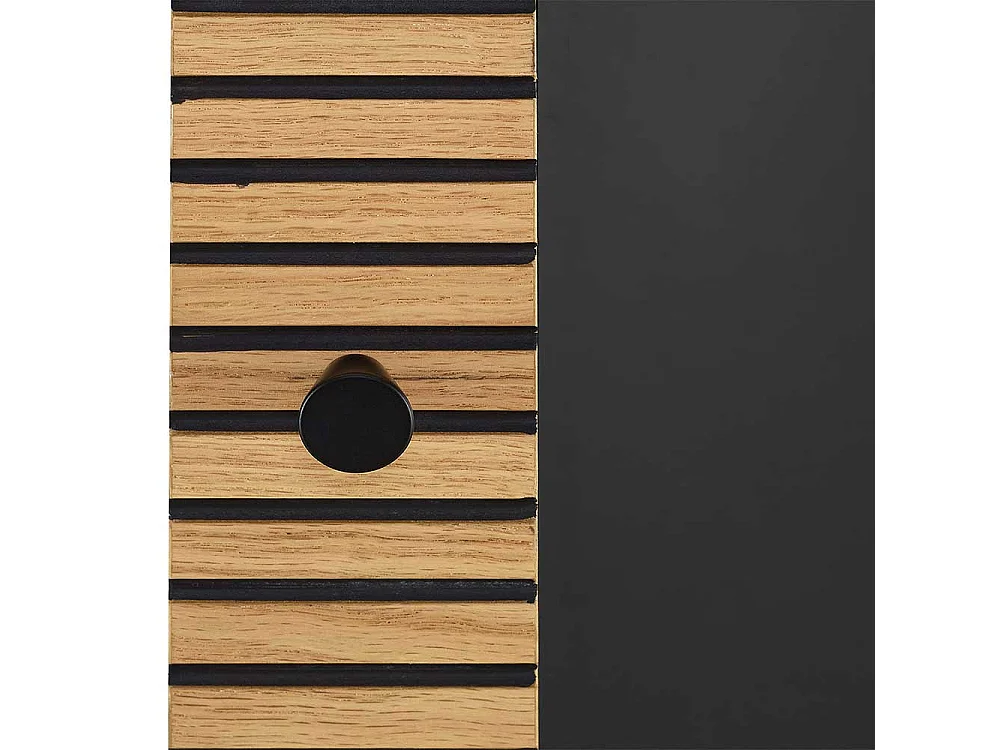 Schrank Vitrine schmal im Skandi Design einer Schublade