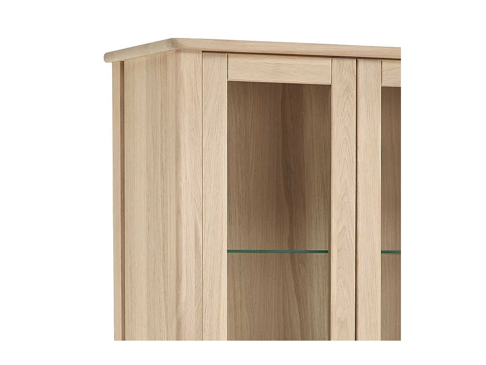 Massivholz Vitrine aus Eiche Bianco geölt 90 cm breit