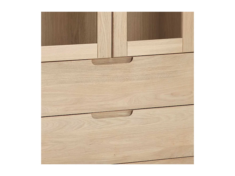 Massivholz Vitrine aus Eiche Bianco geölt 90 cm breit