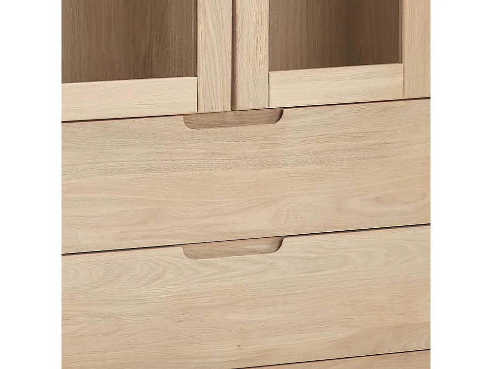 Massivholz Vitrine aus Eiche Bianco geölt 90 cm breit