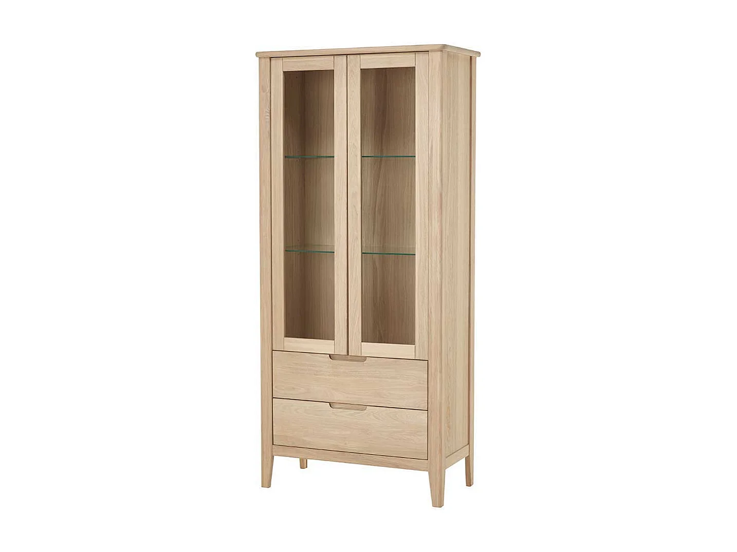 Massivholz Vitrine aus Eiche Bianco geölt 90 cm breit