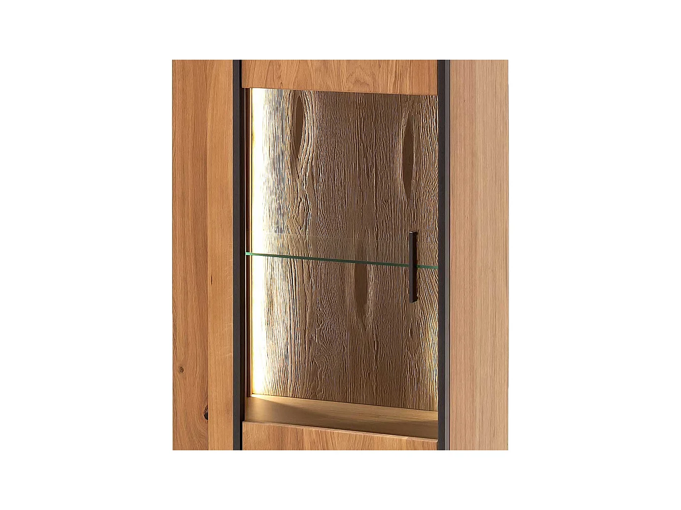 Wohnzimmer Vitrinenschrank in Asteiche Bianco furniert 60 cm breit