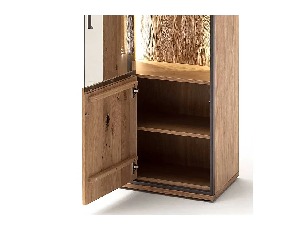 Wohnzimmer Vitrinenschrank in Asteiche Bianco furniert 60 cm breit