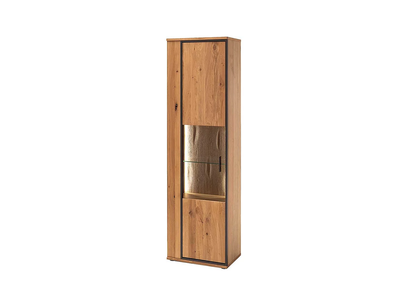 Wohnzimmer Vitrinenschrank in Asteiche Bianco furniert 60 cm breit