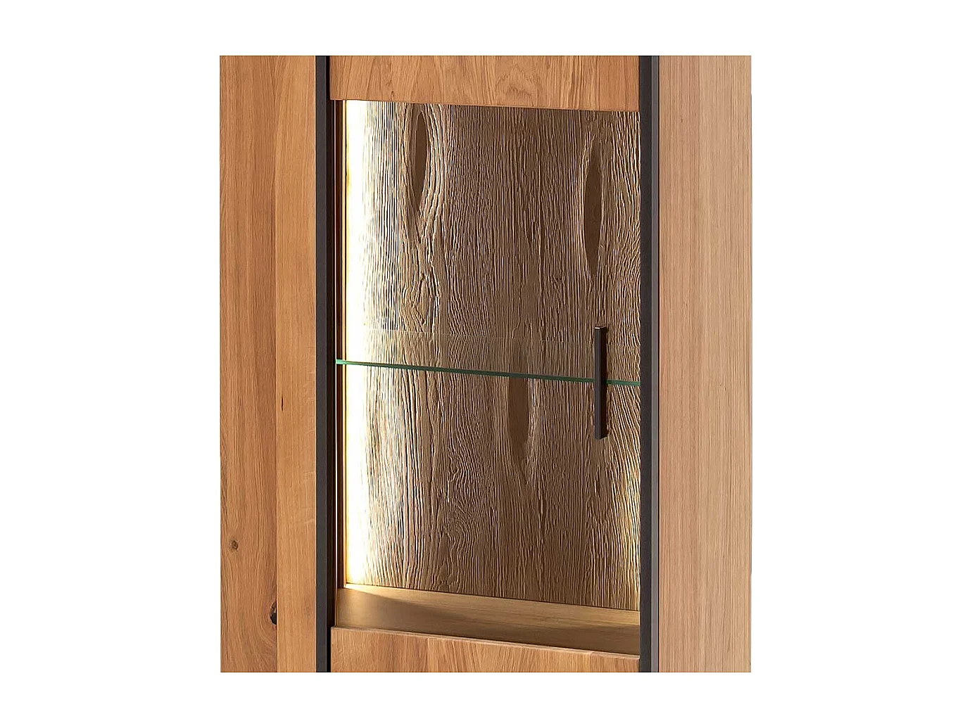 Wohnzimmer Vitrinenschrank in Asteiche Bianco furniert 60 cm breit