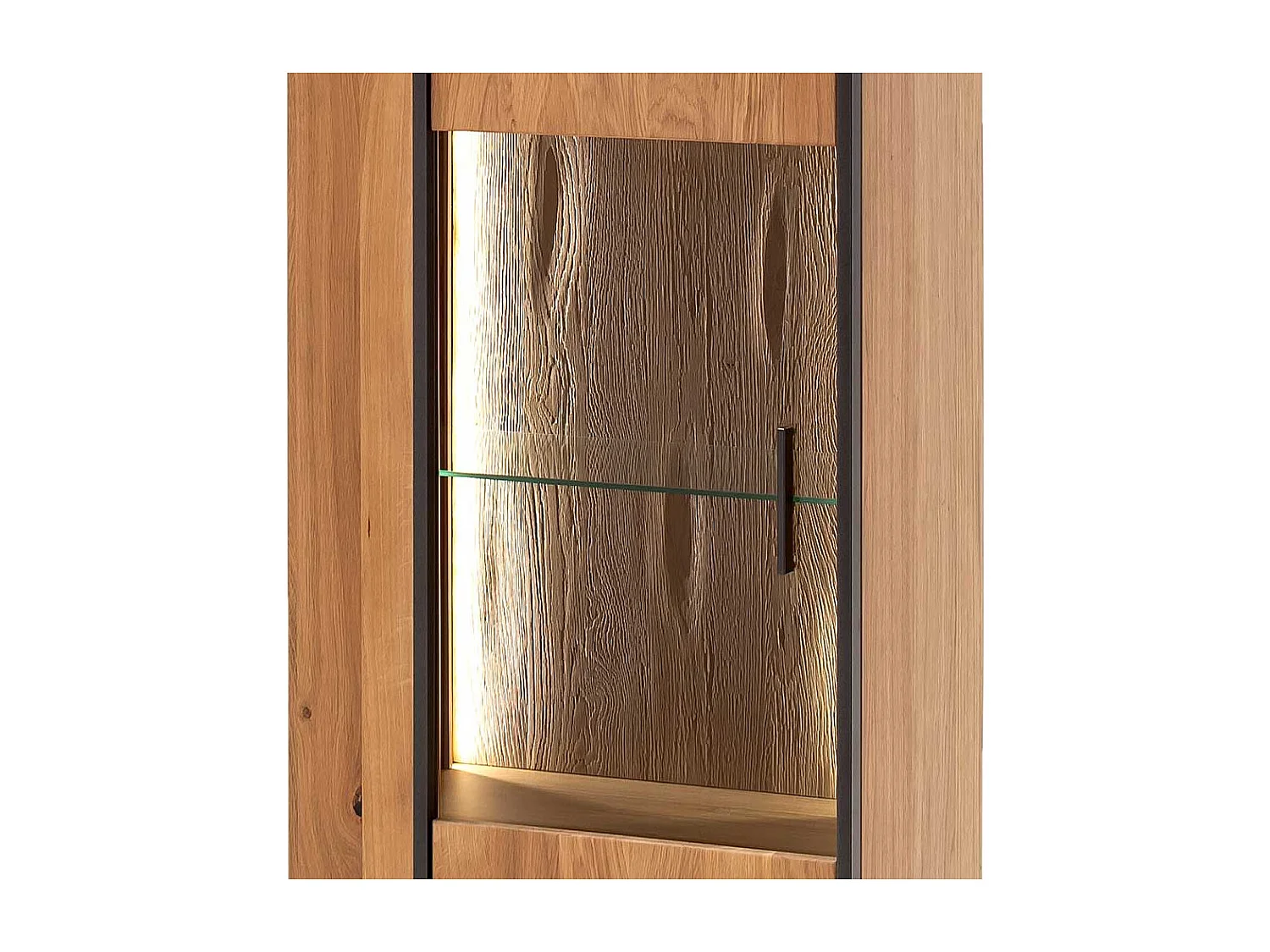 Wohnzimmer Vitrinenschrank in Asteiche Bianco furniert 60 cm breit