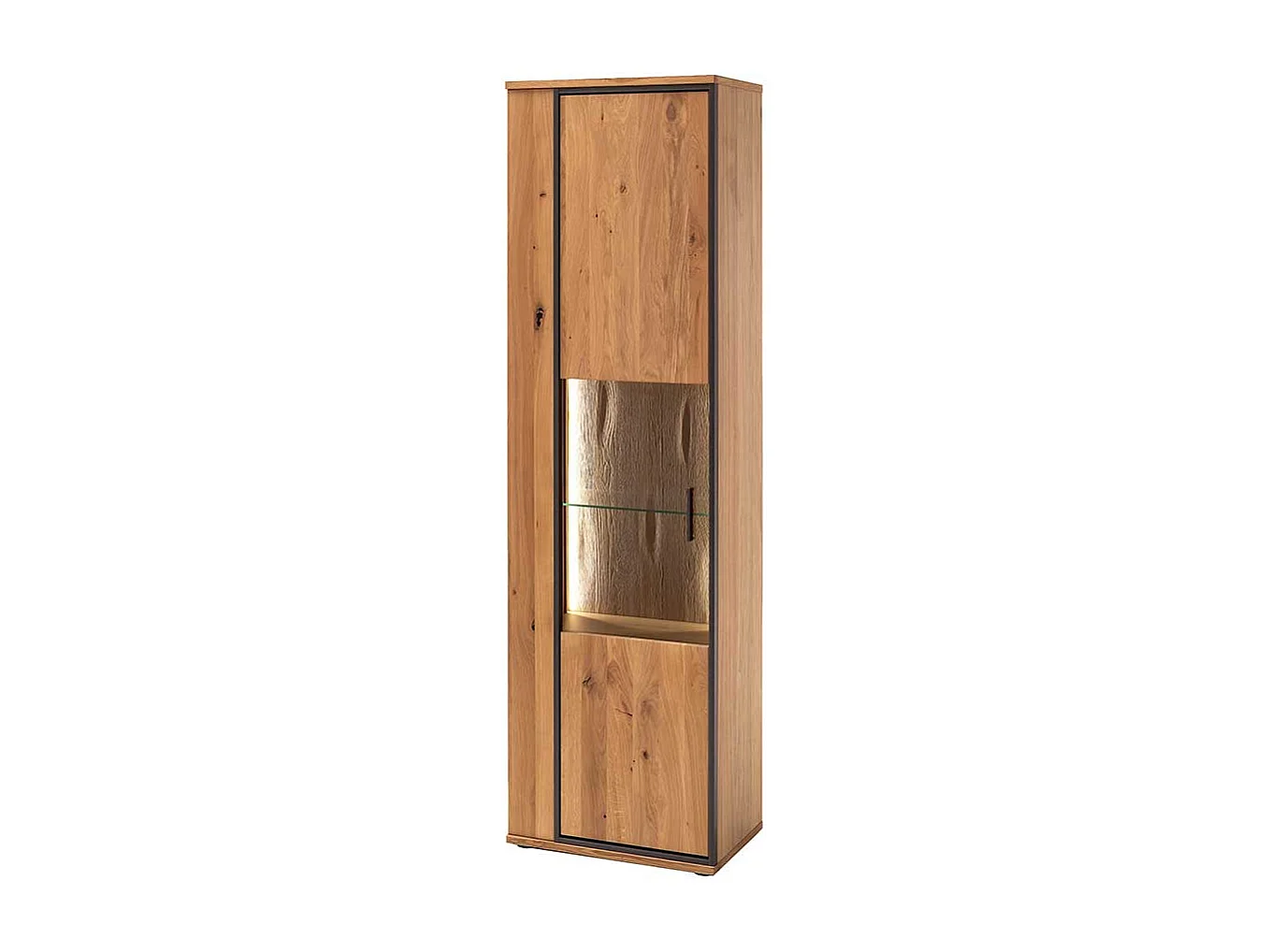 Wohnzimmer Vitrinenschrank in Asteiche Bianco furniert 60 cm breit