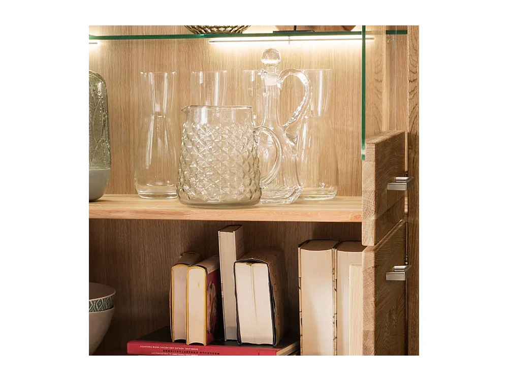 Highboard Vitrine 2 Glastüren Wildeiche Massivholz
