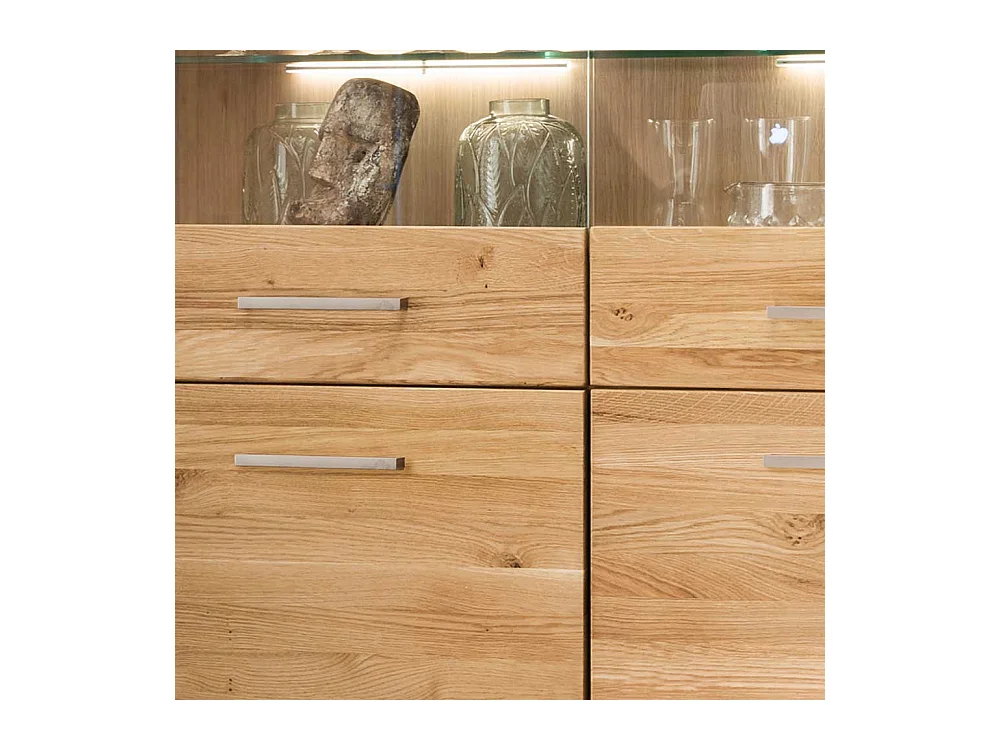 Highboard Vitrine 2 Glastüren Wildeiche Massivholz
