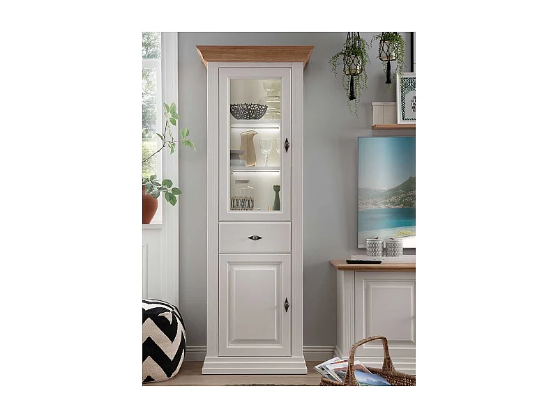 Esszimmer Vitrine aus Kiefer und Eiche Massivholz Landhausstil