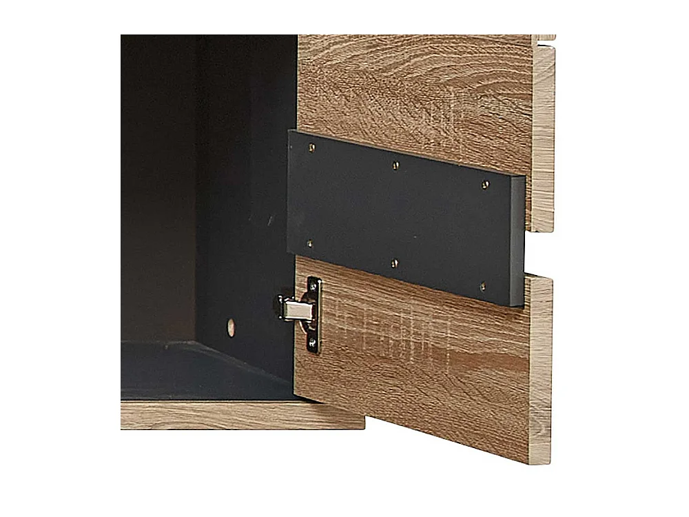 Wand Vitrine Wohnzimmer in Wildeichefarben LED Beleuchtung