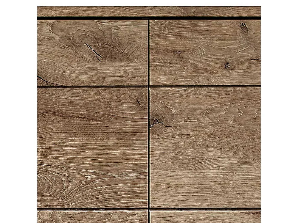 Wand Vitrine Wohnzimmer in Wildeichefarben LED Beleuchtung