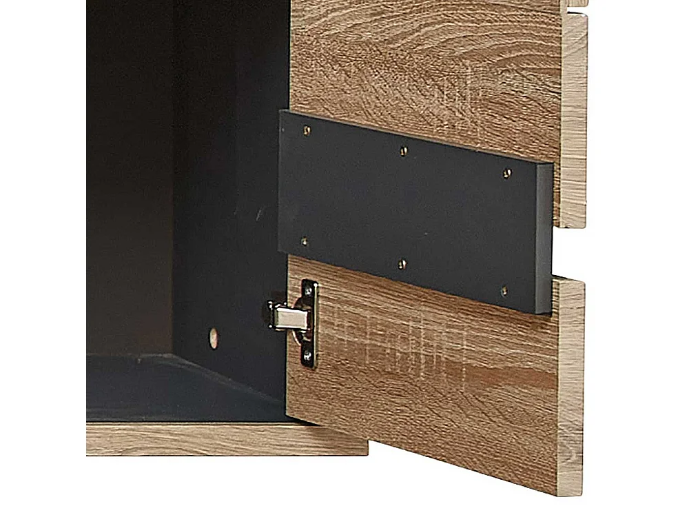 Wand Vitrine Wohnzimmer in Wildeichefarben LED Beleuchtung