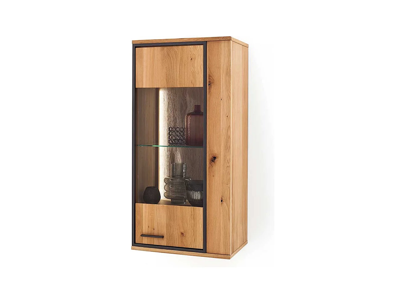 Wand Vitrine mit Asteiche furniert 60 cm breit