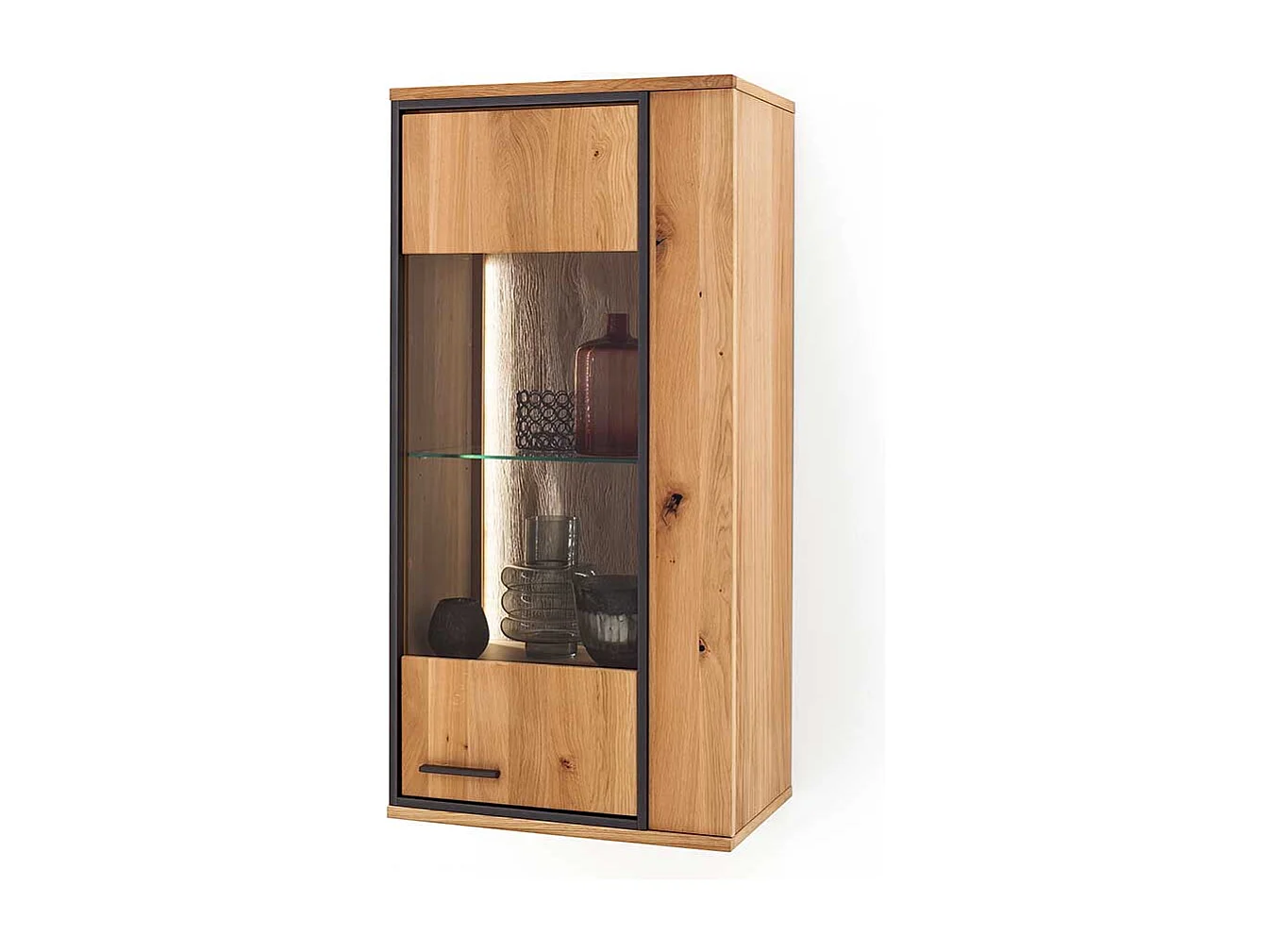 Wand Vitrine mit Asteiche furniert 60 cm breit