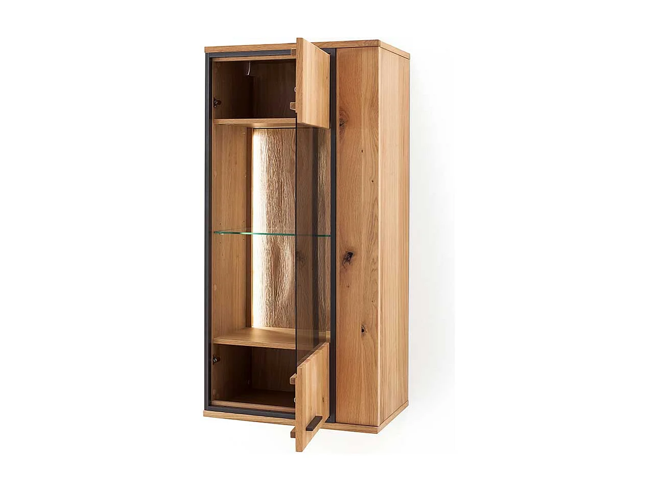 Wand Vitrine mit Asteiche furniert 60 cm breit