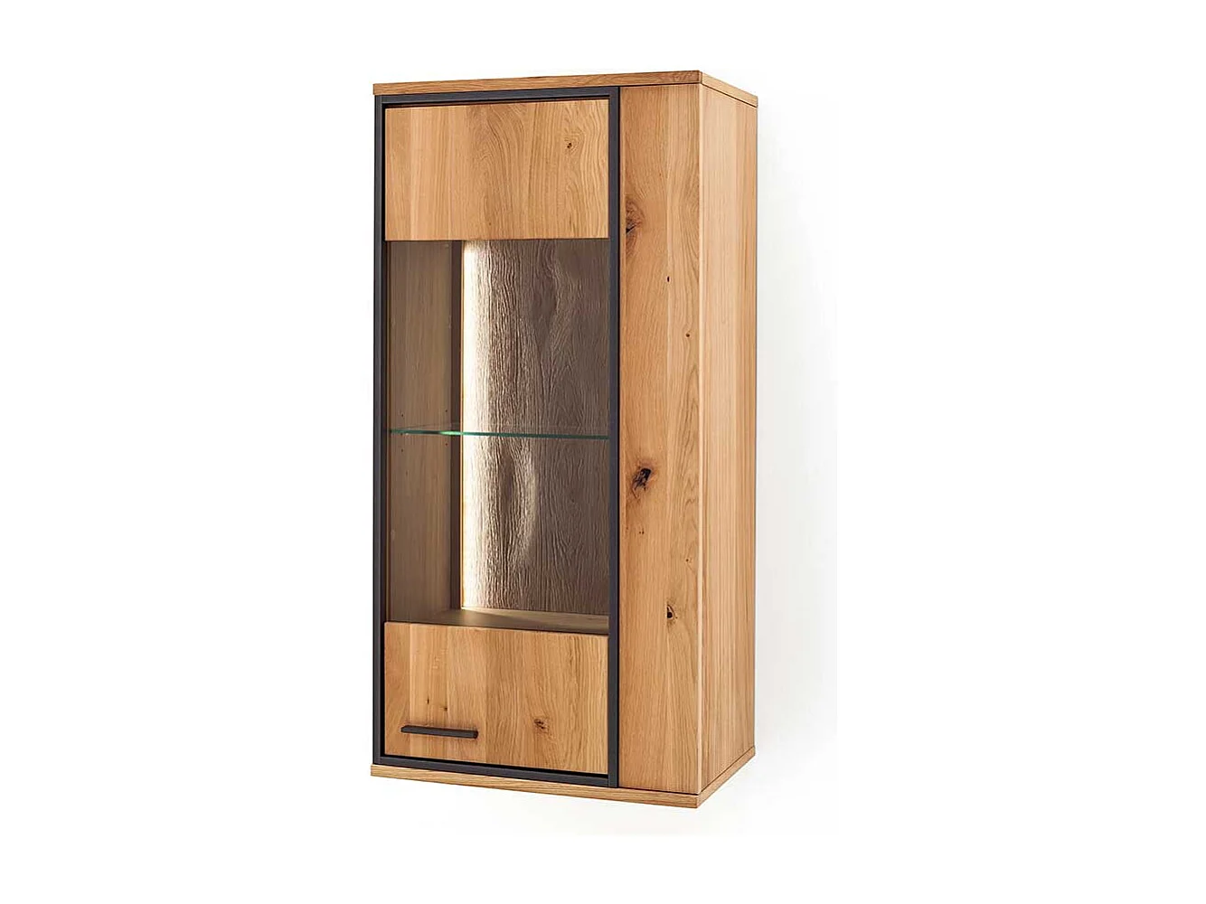 Wand Vitrine mit Asteiche furniert 60 cm breit