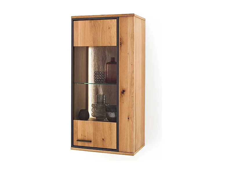 Wand Vitrine mit Asteiche furniert 60 cm breit