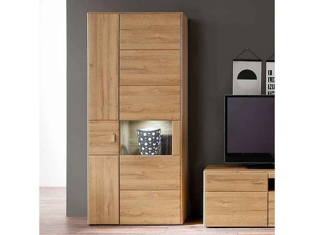 Vitrinenschrank in Wildeichefarben Landhaus Design