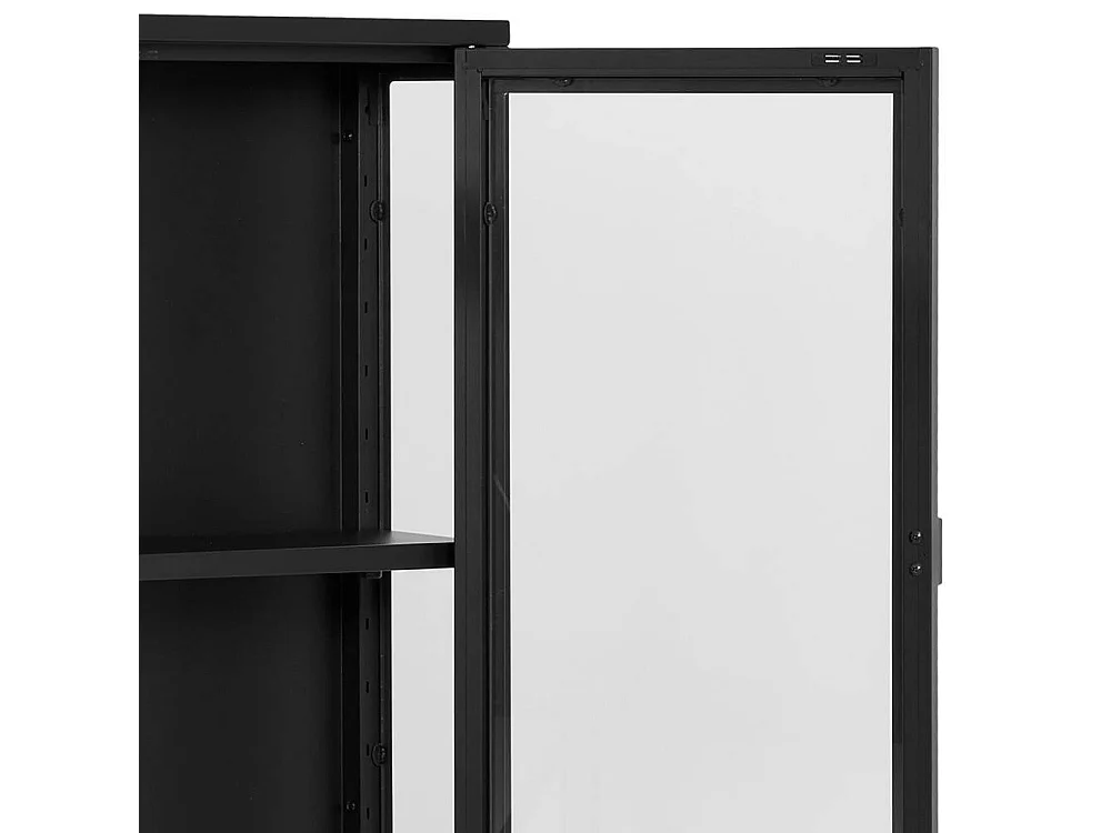 Hängevitrine Vitrine mit Glastüren in Schwarz