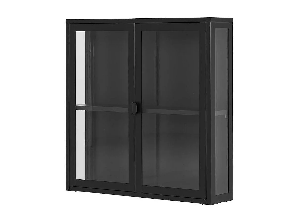Hängevitrine Vitrine mit Glastüren in Schwarz