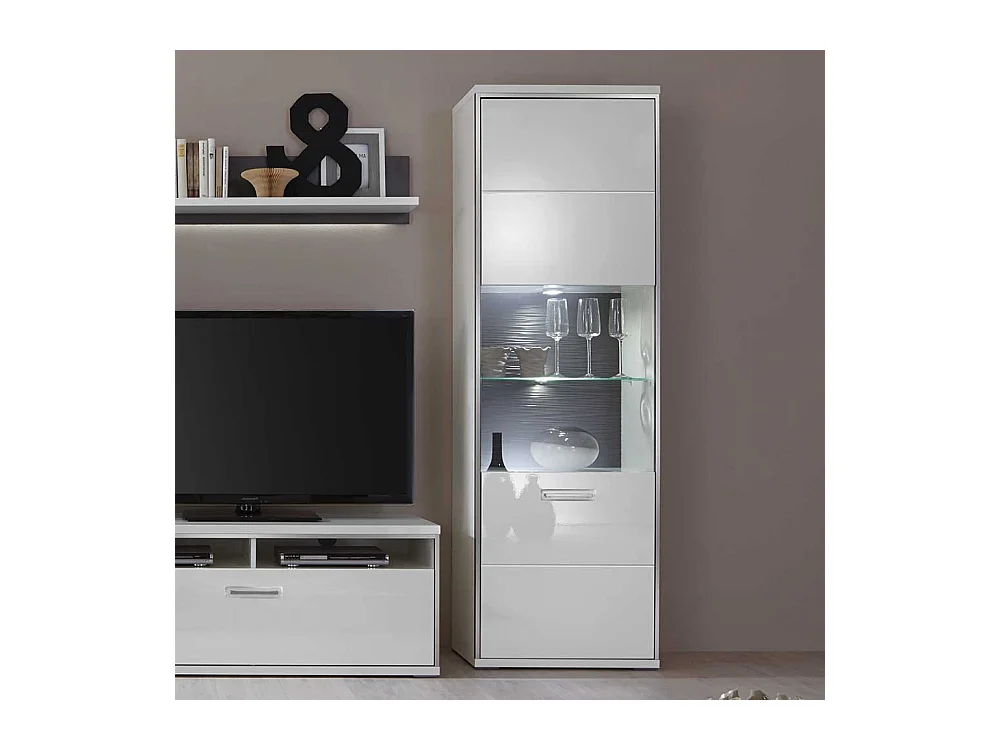 Vitrine in Weiß Hochglanz 200 cm hoch