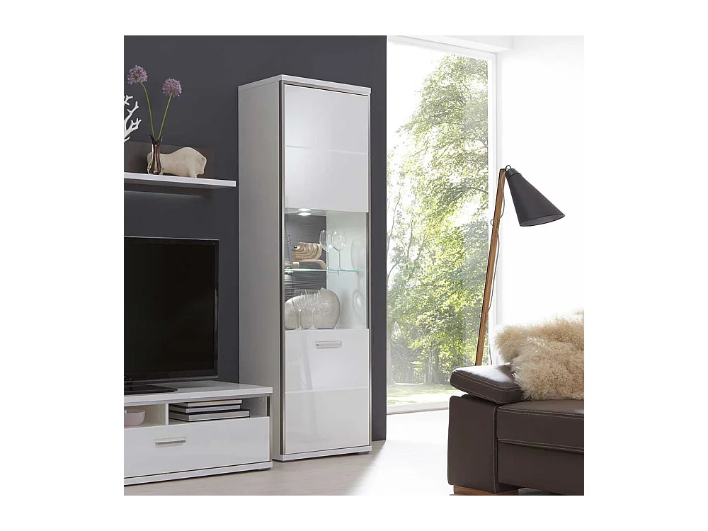 Vitrine in Weiß Hochglanz 200 cm hoch