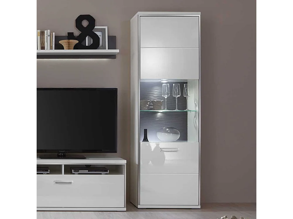 Vitrine in Weiß Hochglanz 200 cm hoch