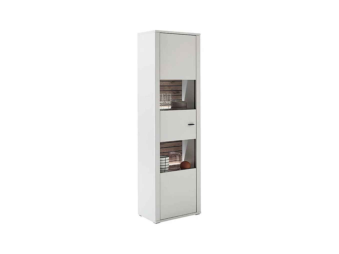 Vitrine weiss modern 206 cm hoch - 61 cm breit einer Glastür