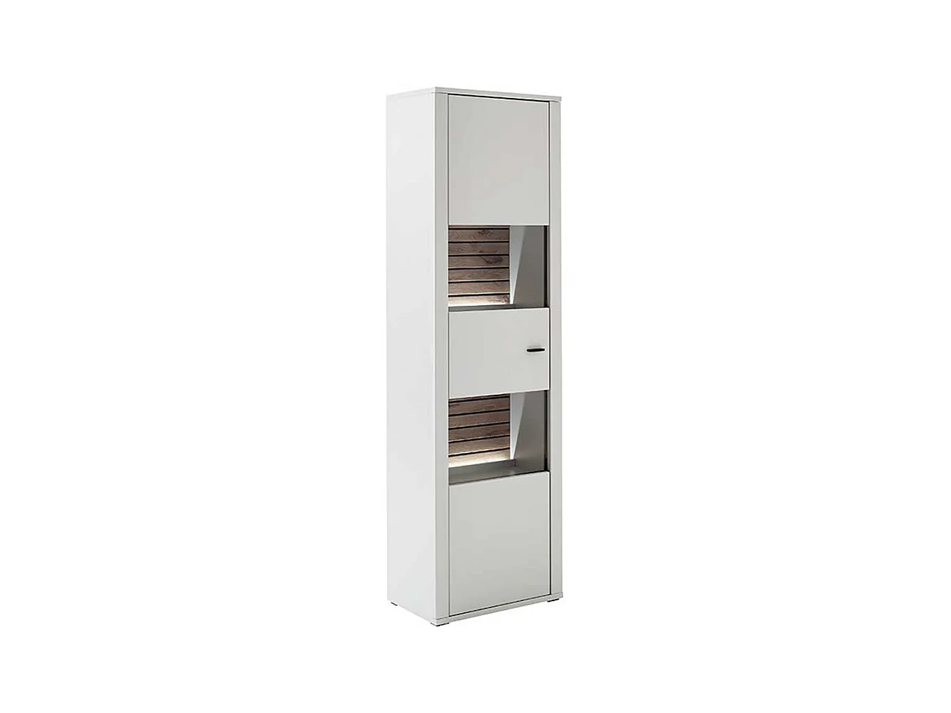 Vitrine weiss modern 206 cm hoch - 61 cm breit einer Glastür