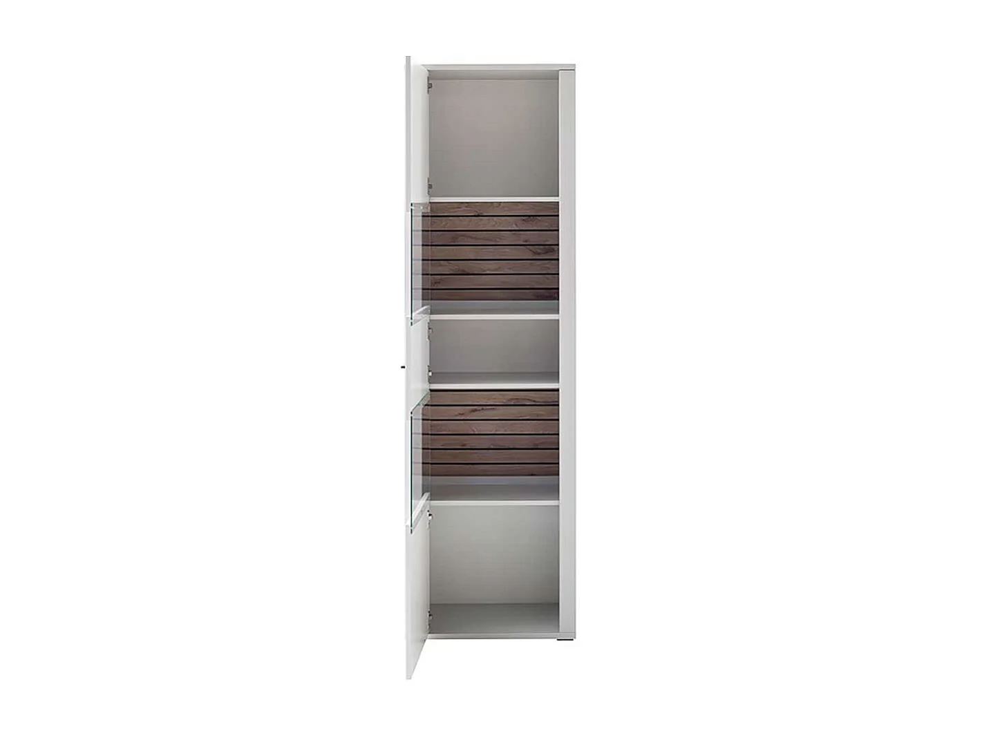 Vitrine weiss modern 206 cm hoch - 61 cm breit einer Glastür