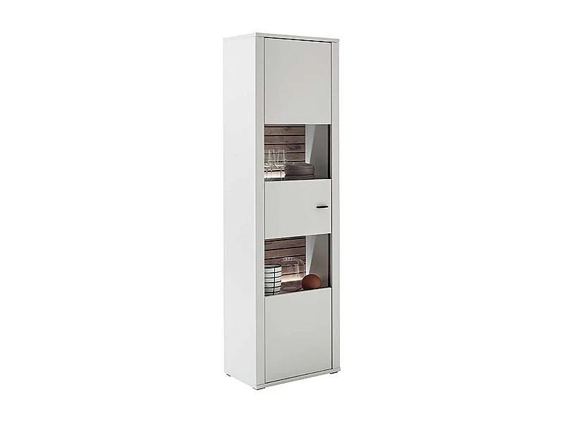 Vitrine weiss modern 206 cm hoch - 61 cm breit einer Glastür