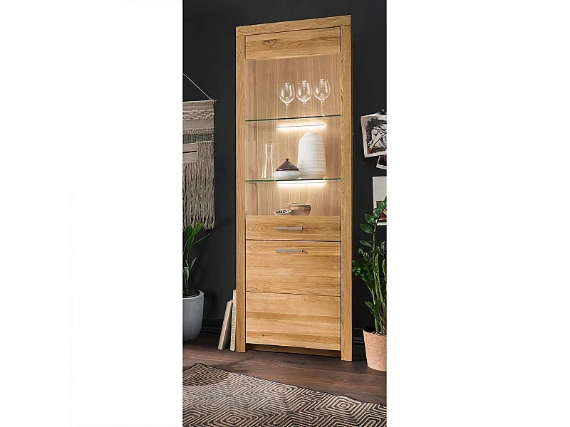 Wildeiche Vitrine in modernem Design 2 Türen mit Soft Close