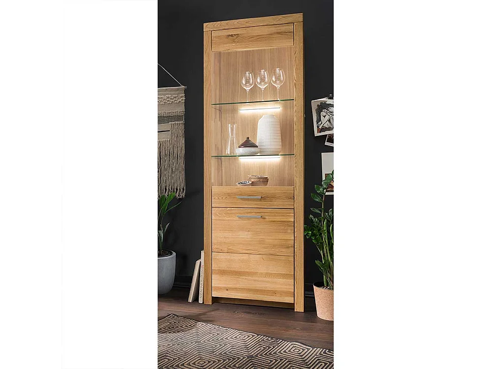 Wildeiche Vitrine in modernem Design 2 Türen mit Soft Close