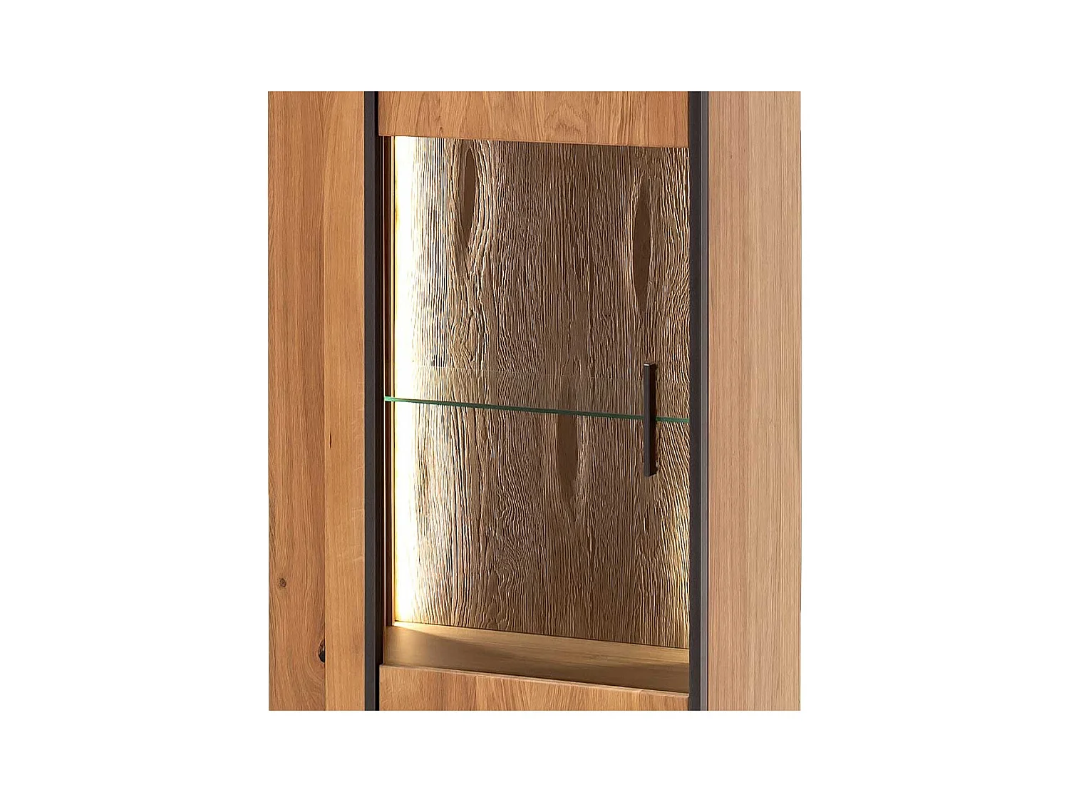 Wohnzimmer Vitrinenschrank in Asteiche Bianco furniert 60 cm breit